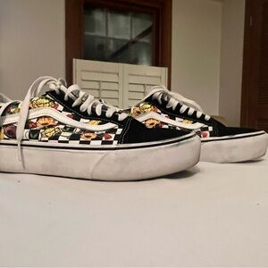 Vans Black and White Floral Checkered Sneakers
